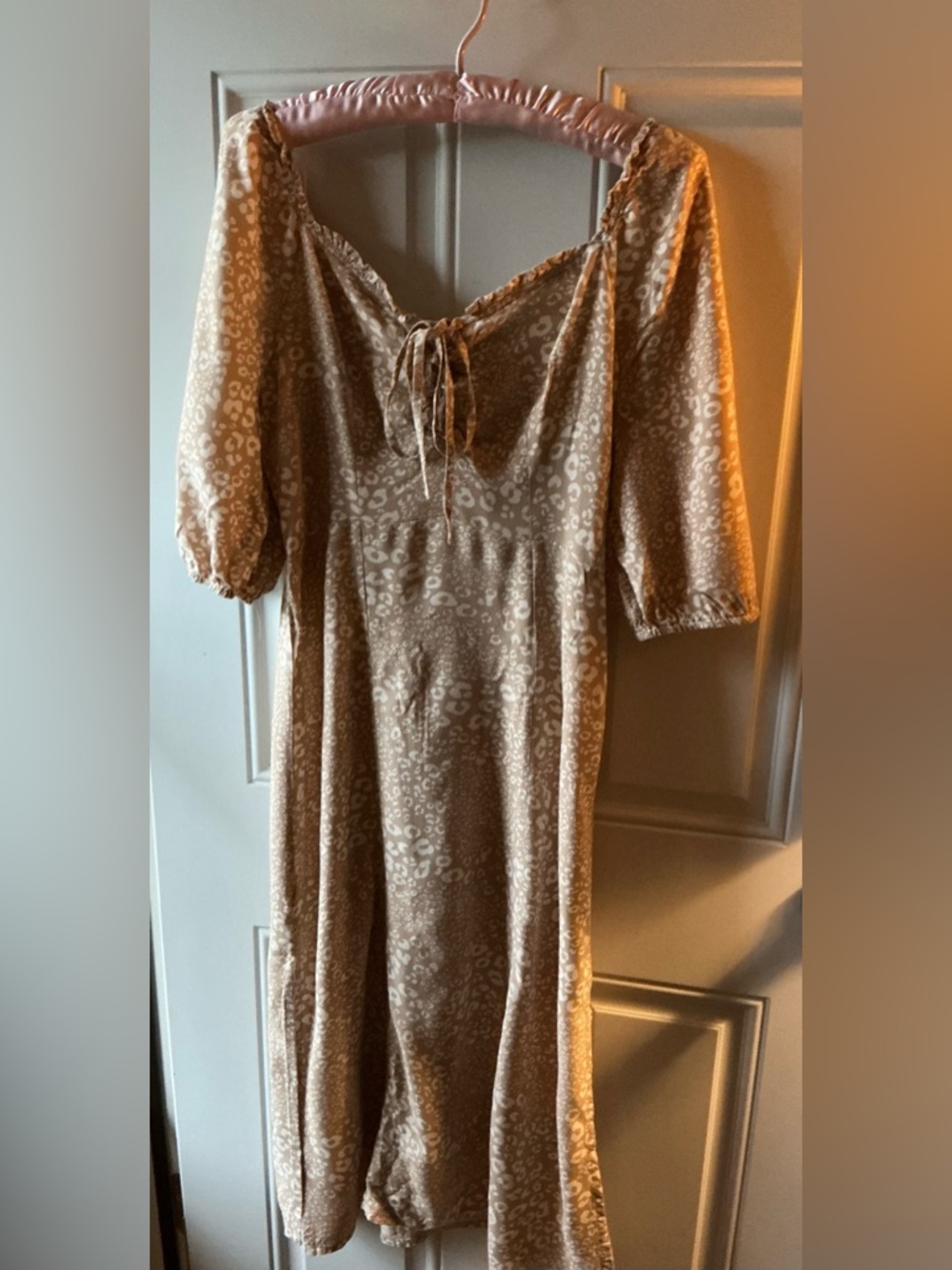 Sincerely Jules Tan -cheetah Print Tie-Front Dress